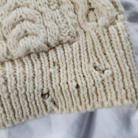 Cladyknit Ireland All Pure Wool Beige Womens Large Cardigan Sweater Warm Casual - Picture 4 of 11